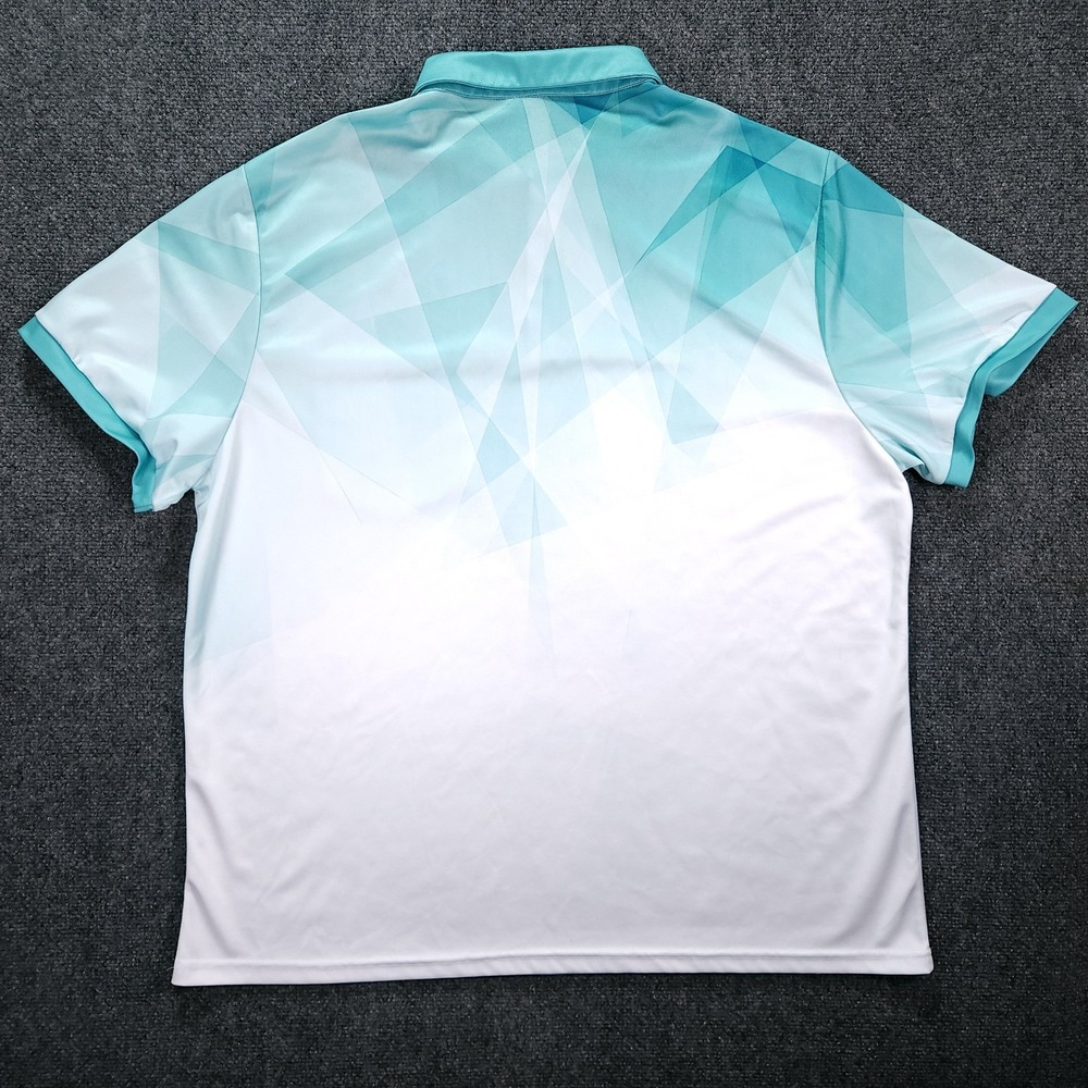 Ouku Polo Shirt Mens 3XL White Green Geometric Short Sleeve Golf Performance - Picture 3 of 8